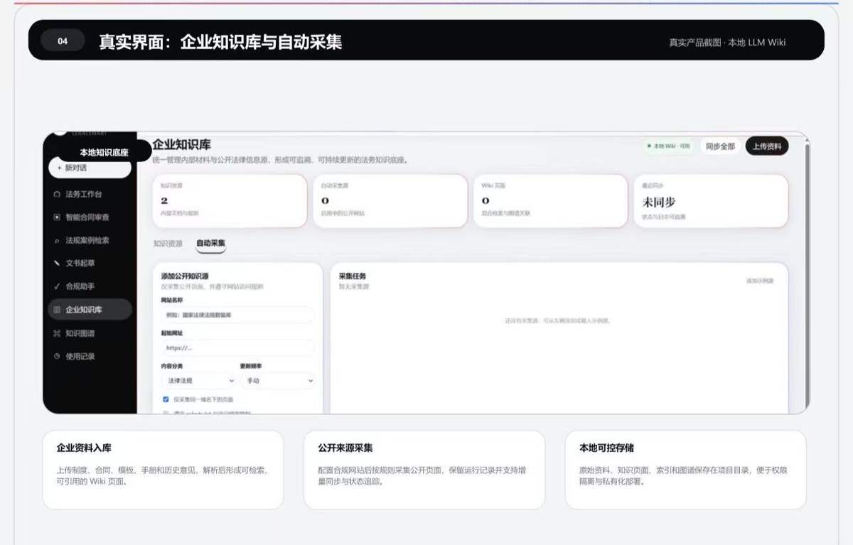 真实界面：企业知识库与自动采集